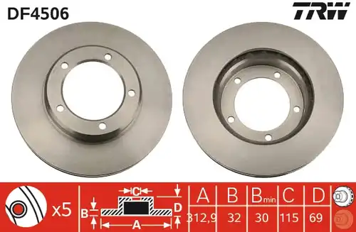 спирачен диск TRW DF4506