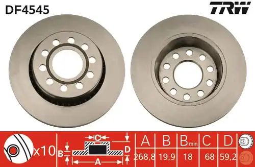 спирачен диск TRW DF4545