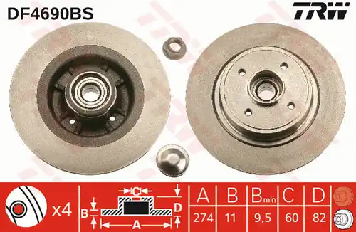 спирачен диск TRW DF4690BS