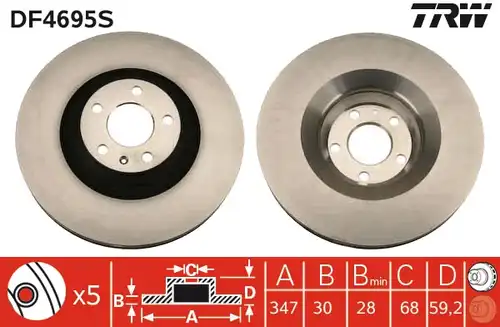 спирачен диск TRW DF4695S