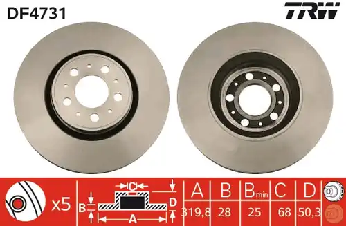 спирачен диск TRW DF4731