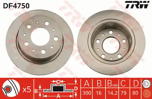 спирачен диск TRW DF4750