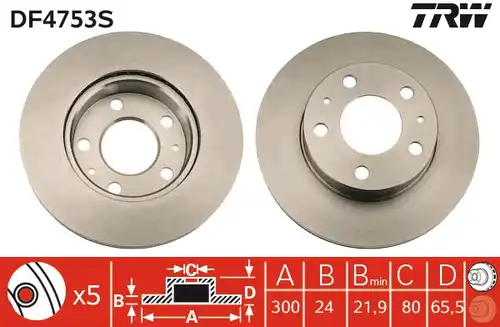 спирачен диск TRW DF4753S