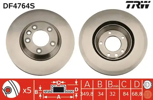 спирачен диск TRW DF4764S