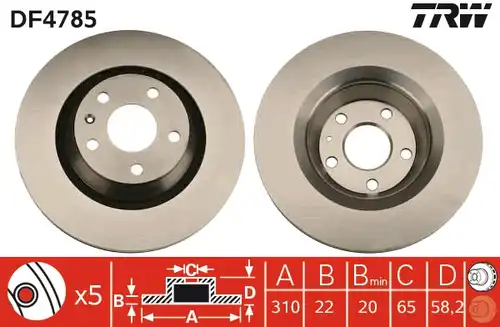 спирачен диск TRW DF4785