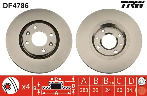 спирачен диск TRW DF4786