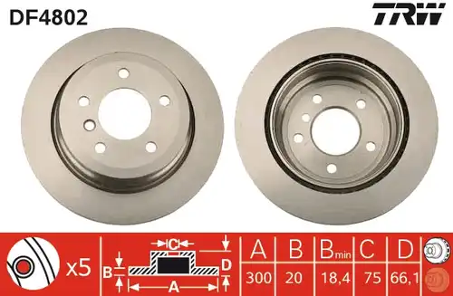 спирачен диск TRW DF4802