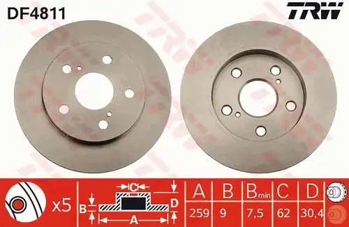 спирачен диск TRW DF4811