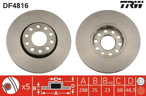 спирачен диск TRW DF4816