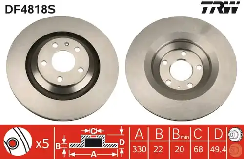 спирачен диск TRW DF4818S