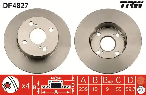 спирачен диск TRW DF4827