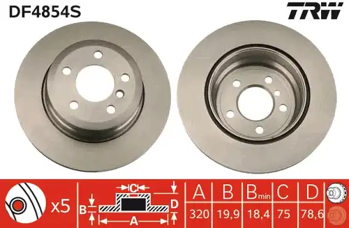 спирачен диск TRW DF4854S