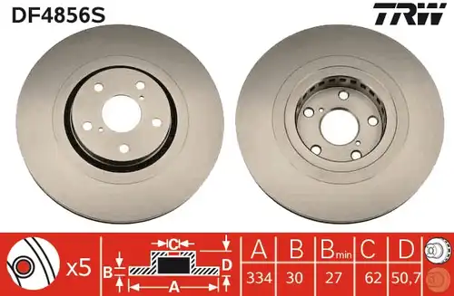 спирачен диск TRW DF4856S