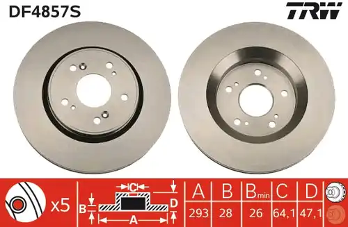 спирачен диск TRW DF4857S