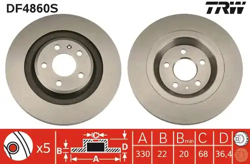 спирачен диск TRW DF4860S