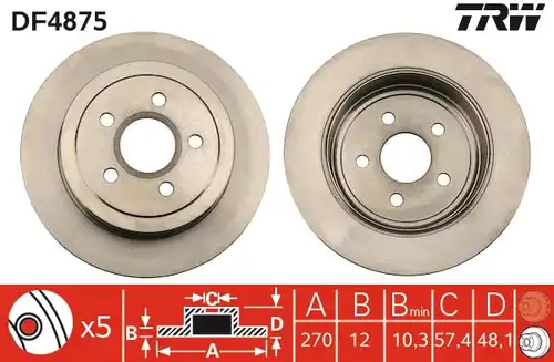 спирачен диск TRW DF4875