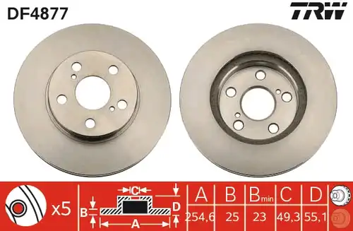 спирачен диск TRW DF4877