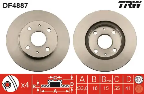 спирачен диск TRW DF4887