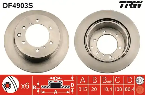 спирачен диск TRW DF4903S