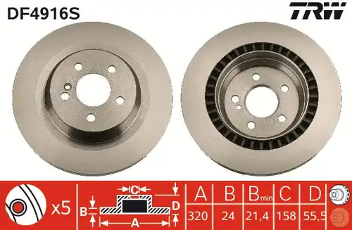 спирачен диск TRW DF4916S