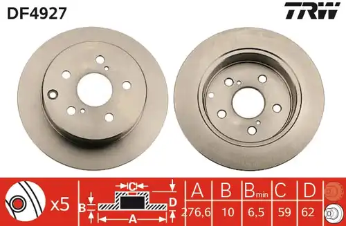 спирачен диск TRW DF4927