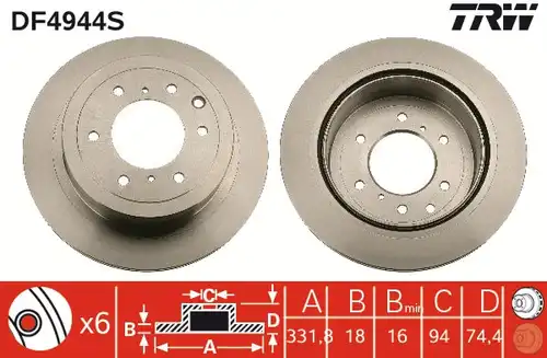 спирачен диск TRW DF4944S