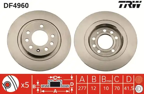 спирачен диск TRW DF4960