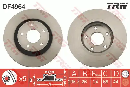 спирачен диск TRW DF4964