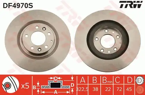 спирачен диск TRW DF4970S