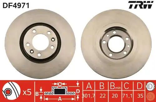 спирачен диск TRW DF4971