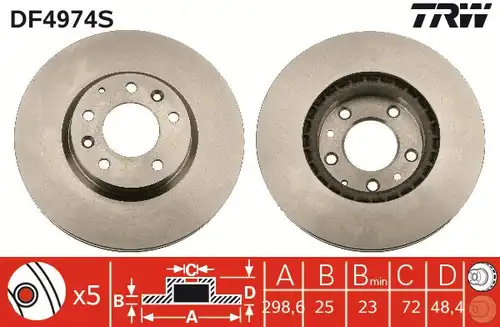 спирачен диск TRW DF4974S