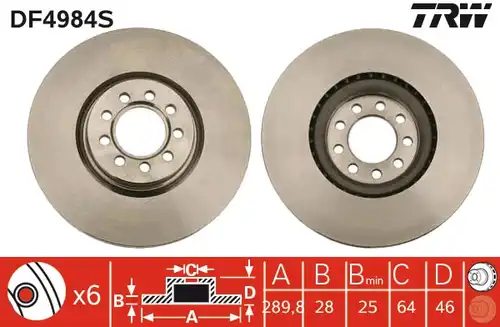 спирачен диск TRW DF4984S