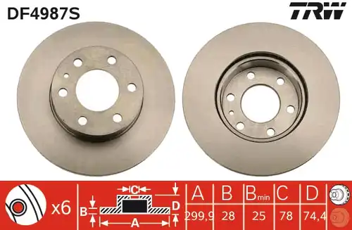 спирачен диск TRW DF4987S