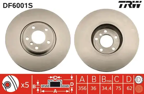 спирачен диск TRW DF6001S