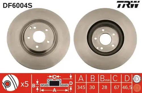 спирачен диск TRW DF6004S