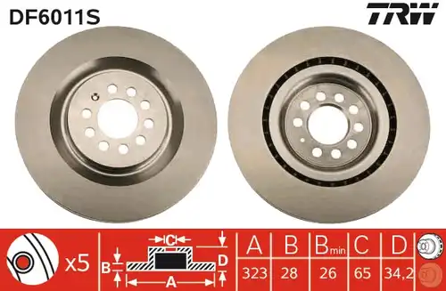 спирачен диск TRW DF6011S