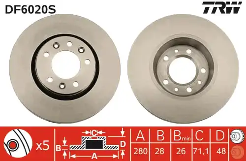 спирачен диск TRW DF6020S