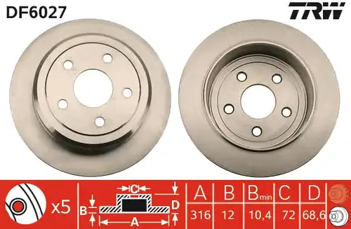спирачен диск TRW DF6027