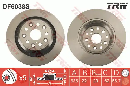 спирачен диск TRW DF6038S