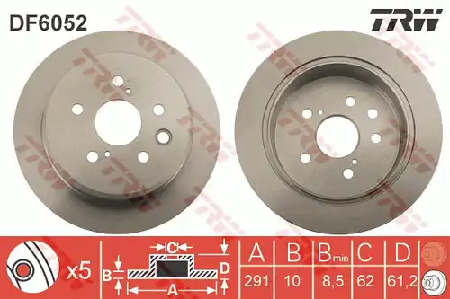 спирачен диск TRW DF6052