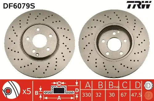 спирачен диск TRW DF6079S