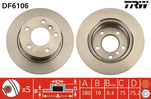 спирачен диск TRW DF6106
