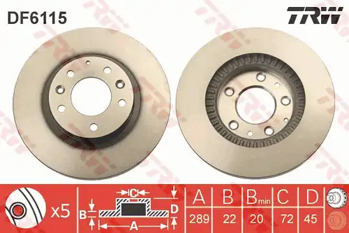 спирачен диск TRW DF6115
