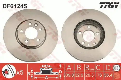 спирачен диск TRW DF6124S