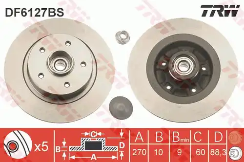 спирачен диск TRW DF6127BS