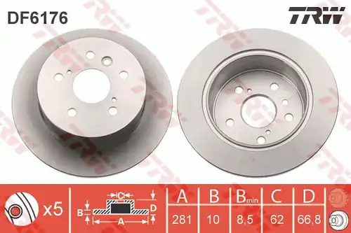 спирачен диск TRW DF6176
