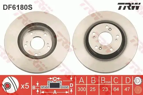 спирачен диск TRW DF6180S