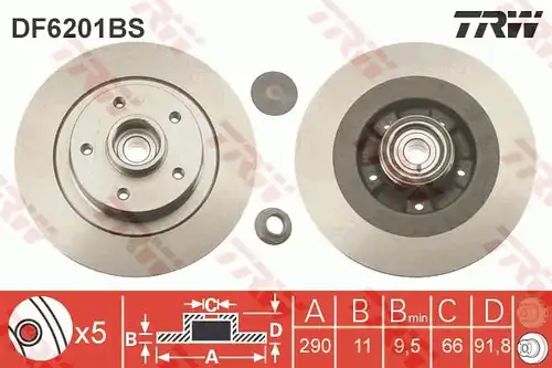 спирачен диск TRW DF6201BS