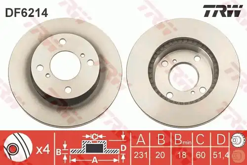 спирачен диск TRW DF6214