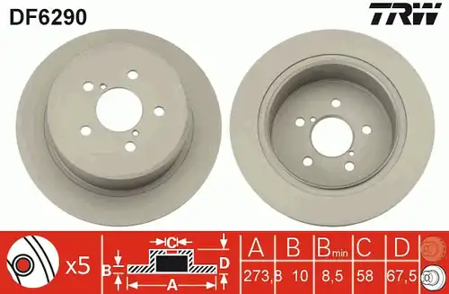 спирачен диск TRW DF6290